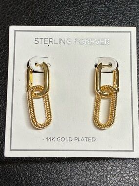 NEW Sterling Forever Gold Link Drop Earrings